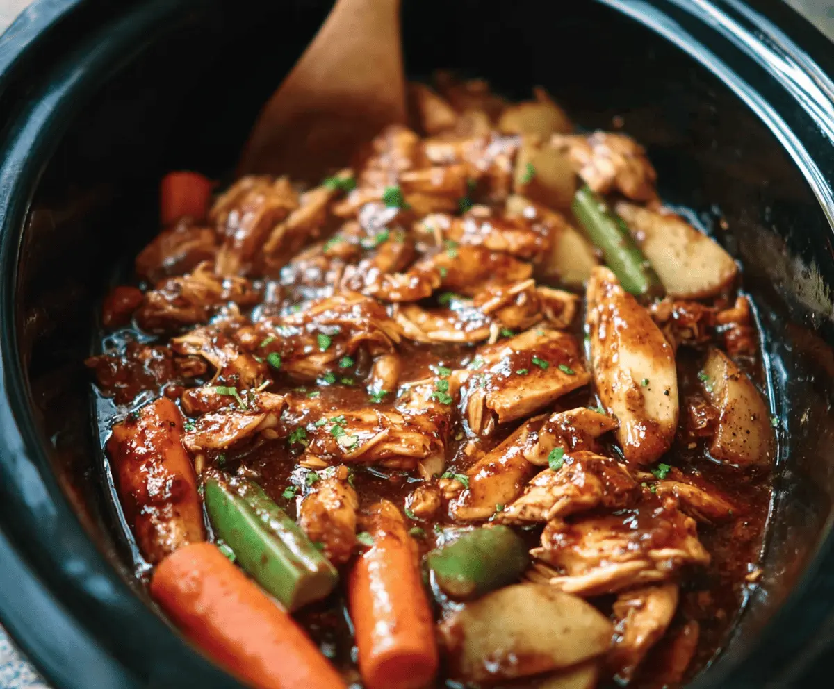 Easy Slow Cooker Honey Garlic Chicken with Veggies