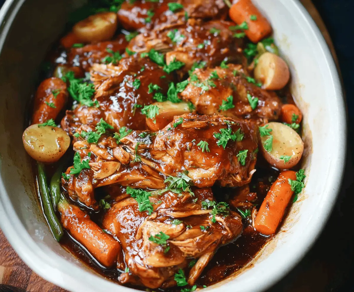Delicious slow cooker honey garlic chicken with colorful vegetables, ready to serve, healthy and flavorful meal option