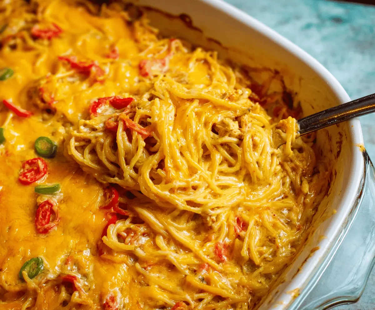 Spicy Southern Chicken Spaghetti Casserole