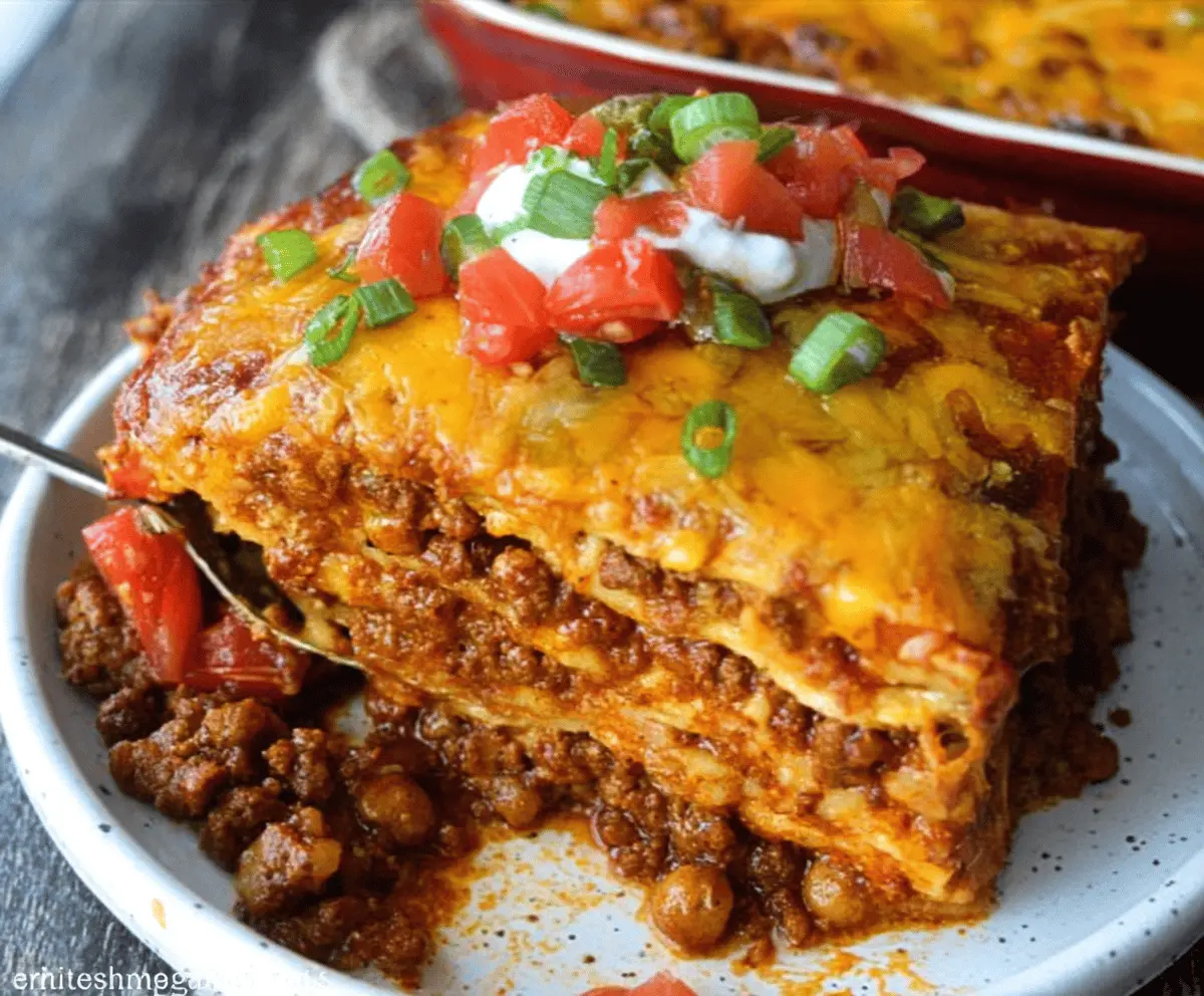 The BEST Beef Enchilada Casserole