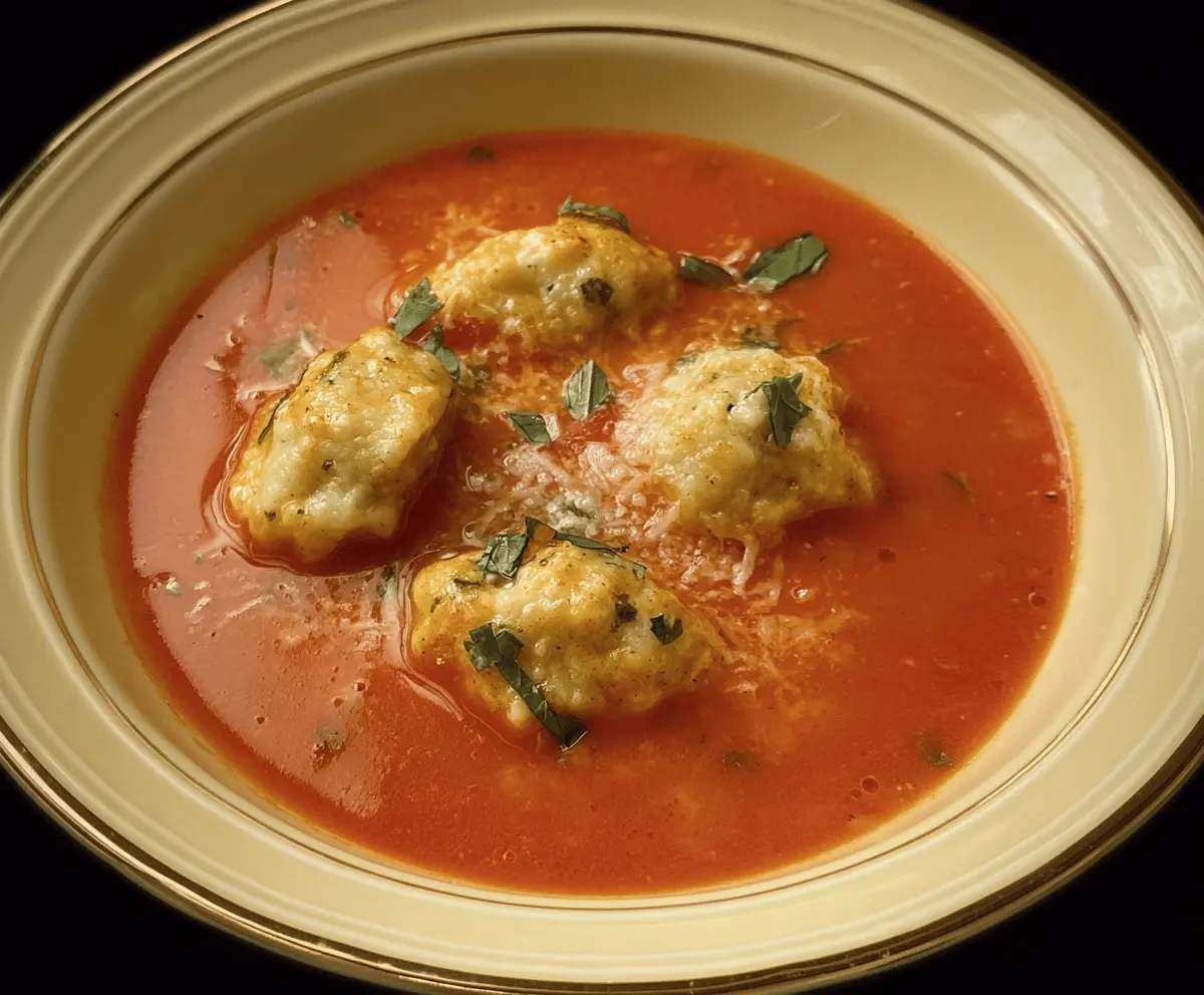 Tomato Soup with Cheese Dumplings Recipe