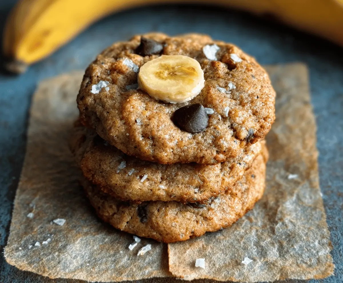 Delicious homemade banana bread cookies with chocolate chips on a rustic wooden surface, perfect for a tasty snack or dessert.