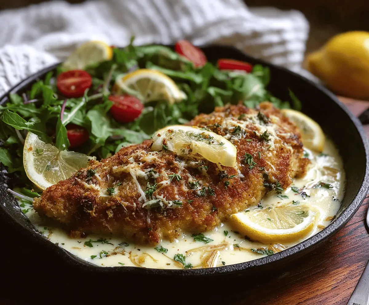 Creamy Lemon Chicken Romano dish served on a plate with fresh herbs, perfect for family dinner, showcasing a flavorful and comforting homemade recipe.