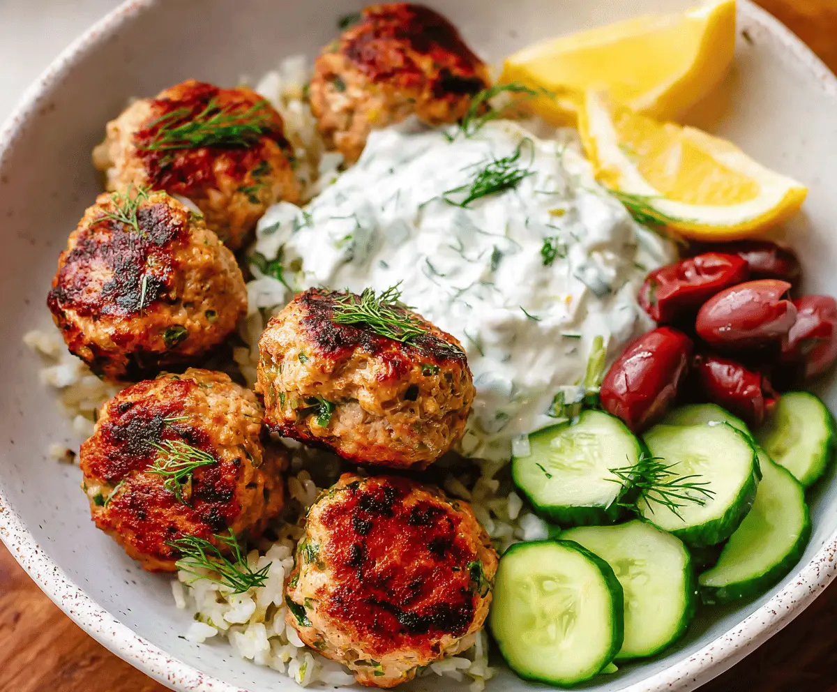 Greek Turkey Meatballs with Creamy Tzatziki Sauce Recipe