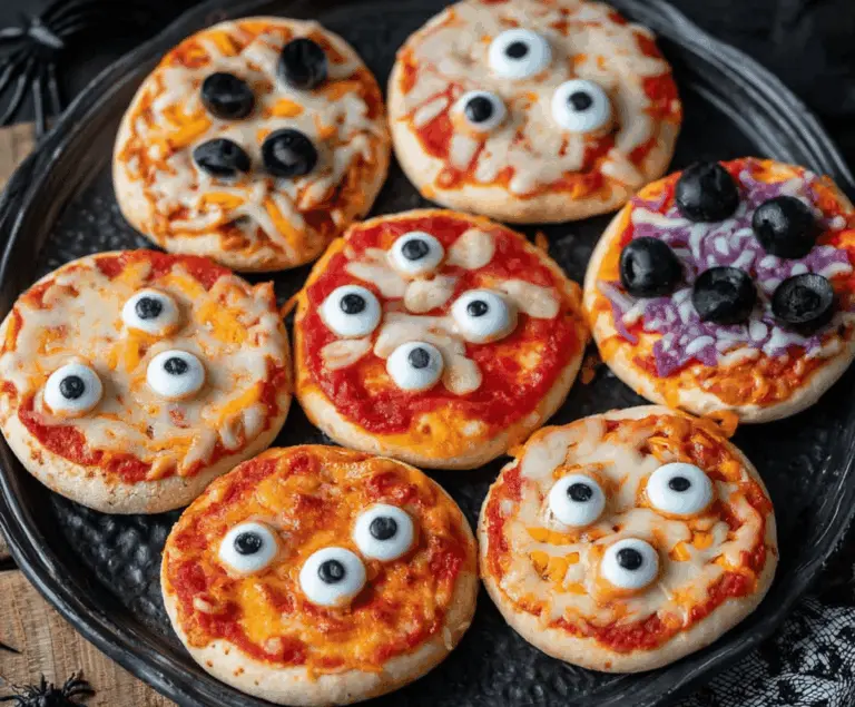 Halloween Mini Pizzas – Kid-Decorated Eyeballs