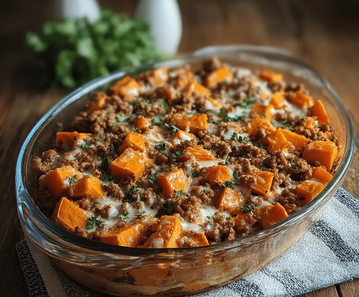 Healthy Ground Turkey and Sweet Potato Dinner Bake Recipe