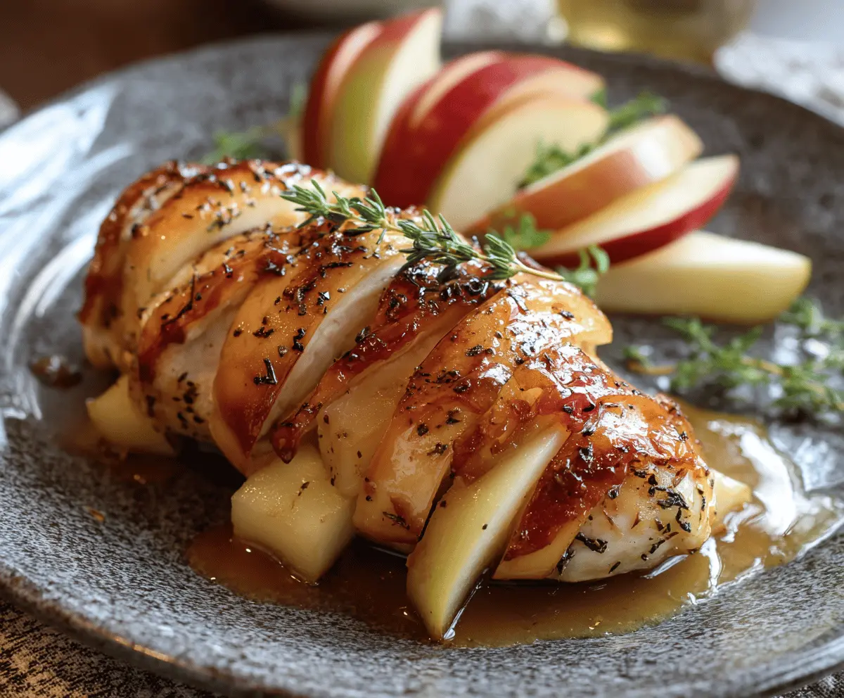 Juicy chicken breast stuffed with creamy Brie cheese and crisp apple slices, glazed with sweet maple syrup for a delicious Maple Glazed Apple and Brie Stuffed Chicken recipe.