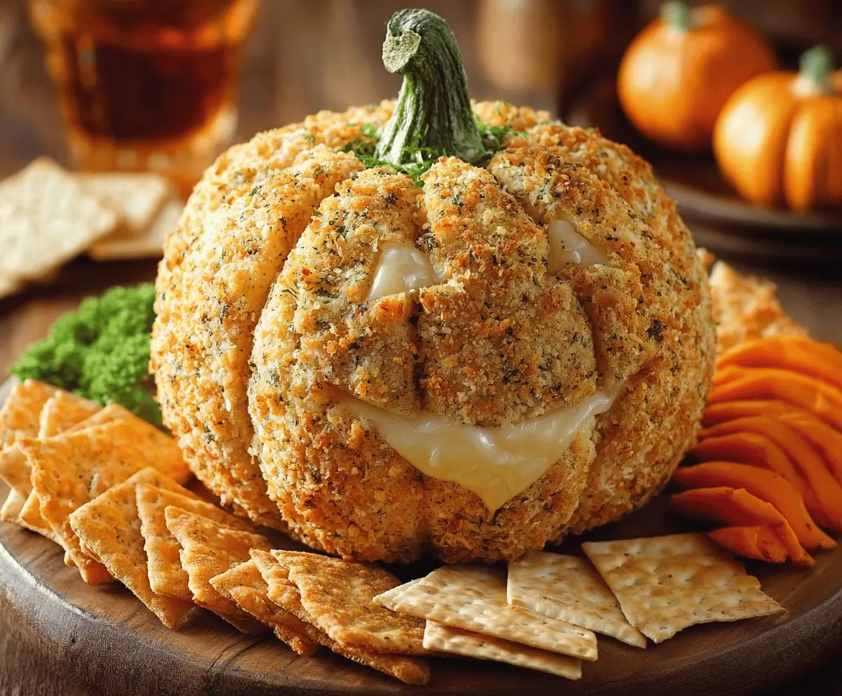 Easy Pumpkin-Shaped Cheese Ball Recipe – Perfect Fall Party Snack