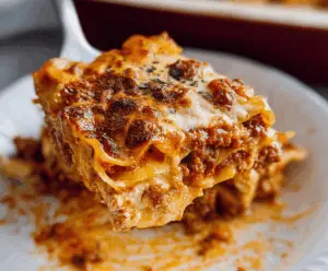 Delicious and easy homemade lasagna with layers of pasta, cheese, and savory sauce, perfect for a quick family dinner.