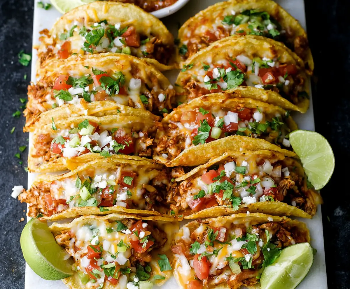 Delicious 20 Minute Mini Baked Chicken Tacos on a plate, perfect for quick weeknight dinners.