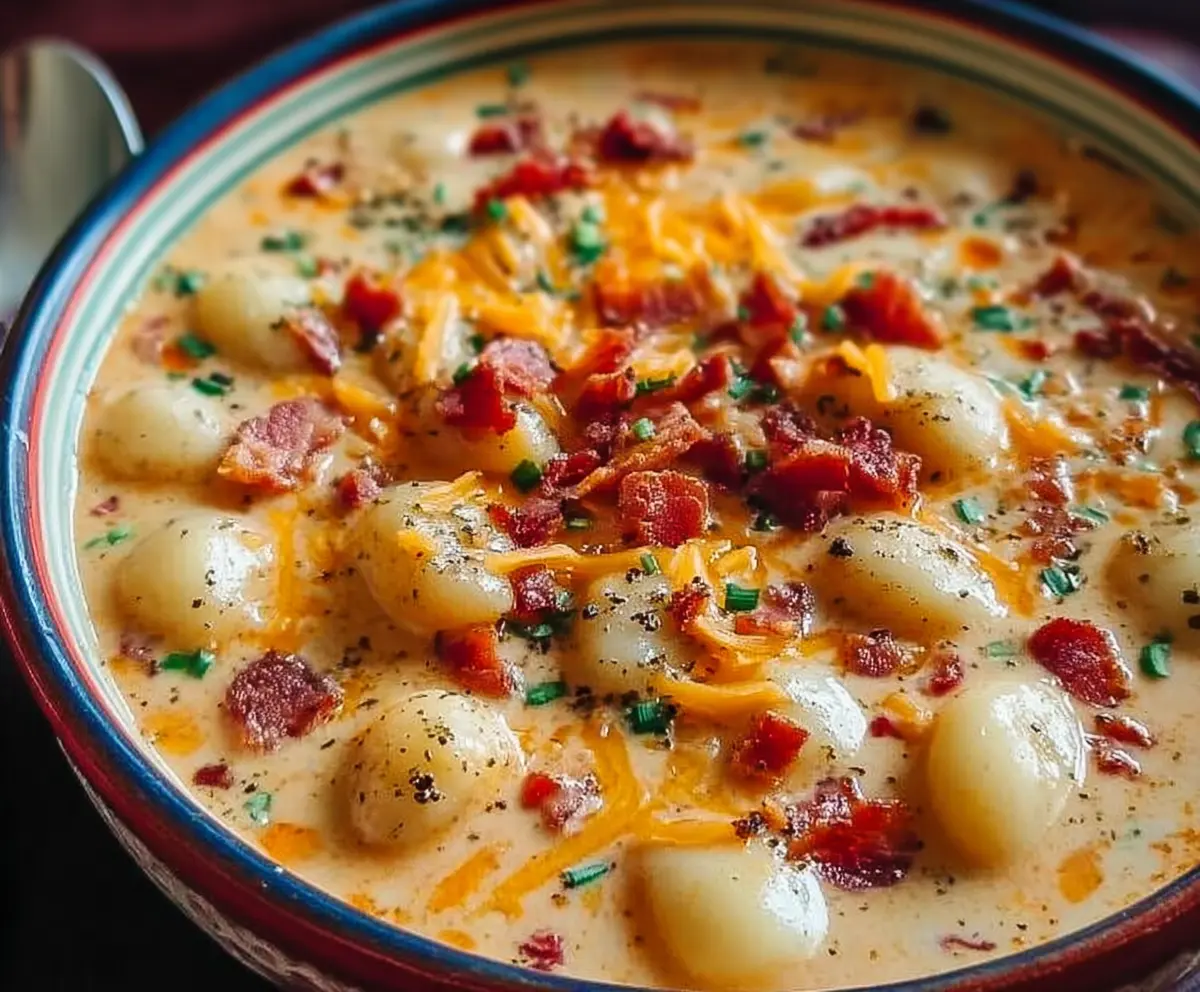 Easy Bacon Cheddar Gnocchi Soup