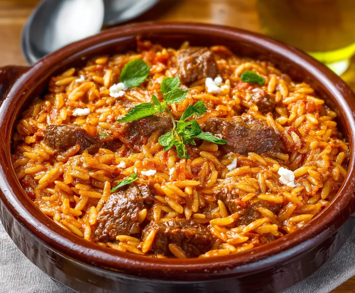 Easy Beef Giouvetsi Greek Orzo
