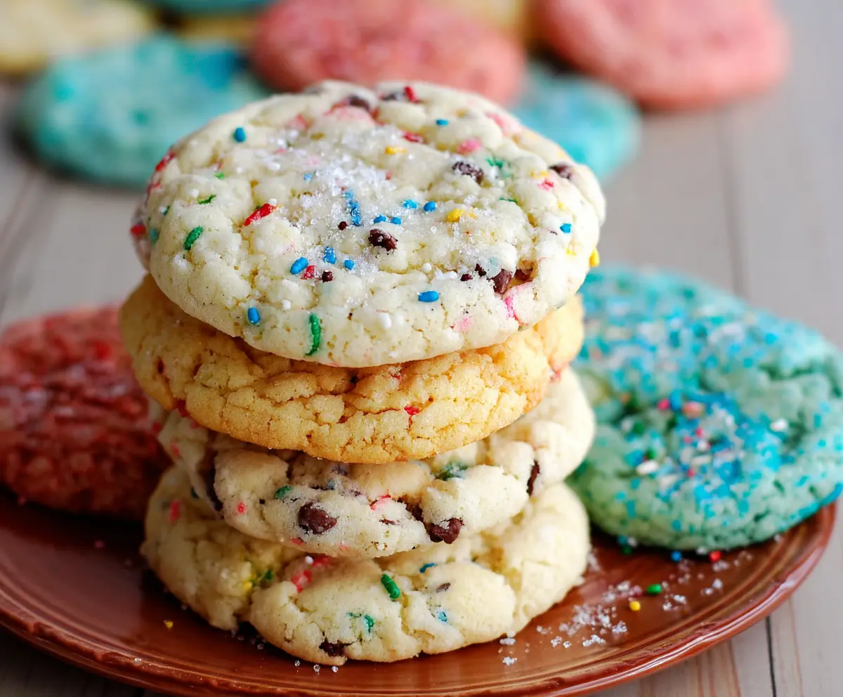 Delicious homemade cake mix cookies on a baking sheet, golden and ready to enjoy.