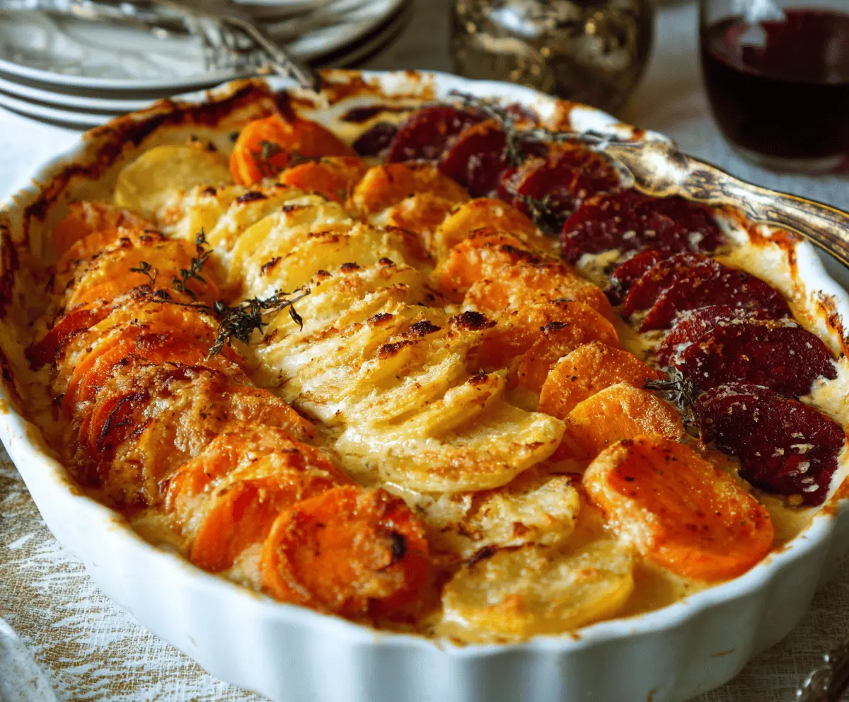 Easy Cheesy Root Vegetable Gratin