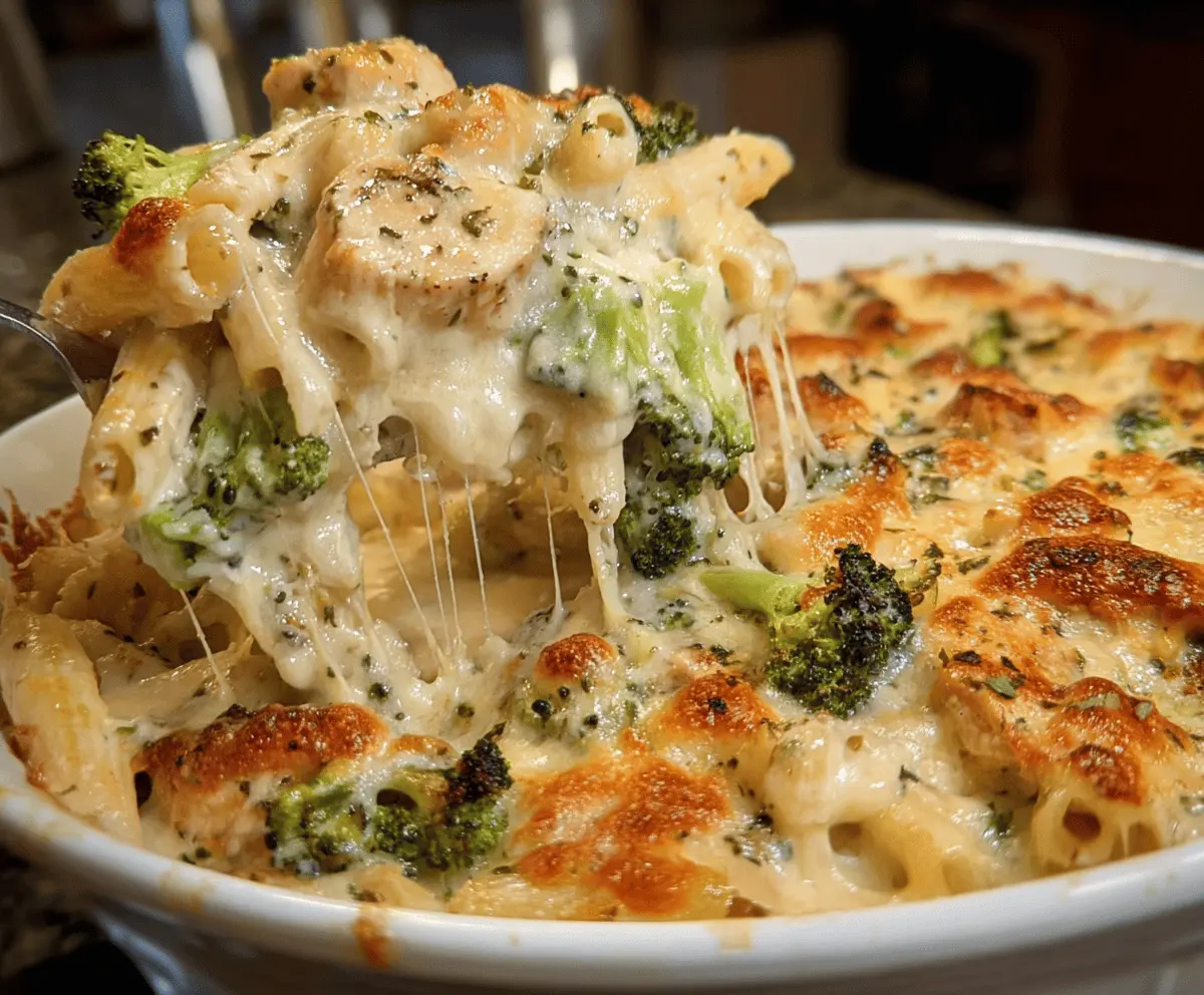 Easy Chicken Broccoli Alfredo Bake