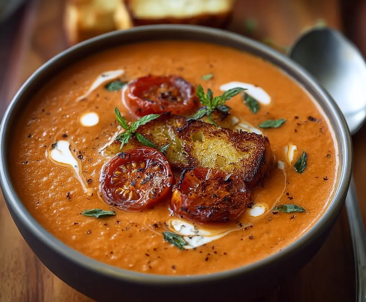 Creamy Roasted Garlic Tomato Soup Recipe
