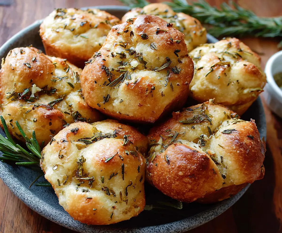 Easy Garlic Rosemary Focaccia Muffins