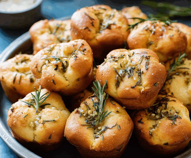 Easy Garlic Rosemary Focaccia Muffins