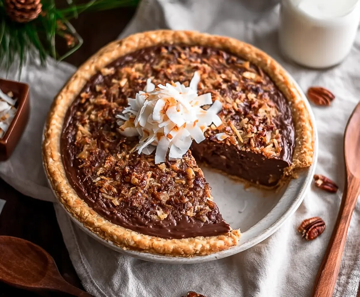 Delicious no-bake German Chocolate Pie perfect for a magical Christmas celebration.