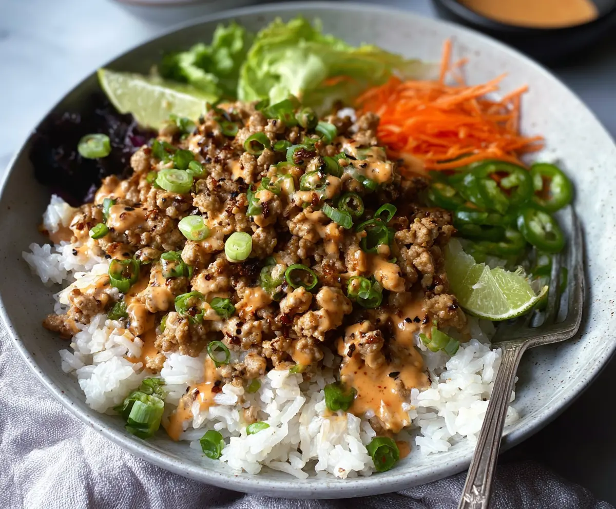 Easy Ground Turkey Rice Bowls with Bang Bang Sauce