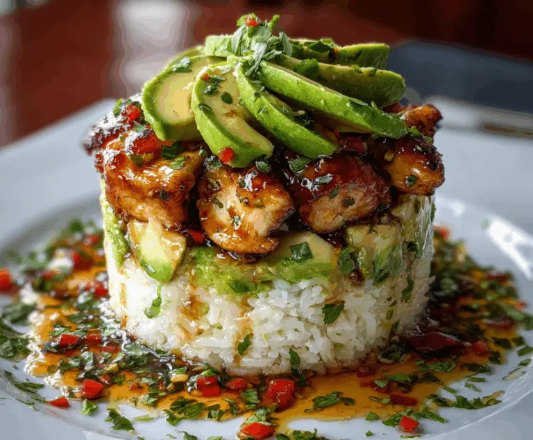 Honey Lime Chicken & Avocado Rice Stack
