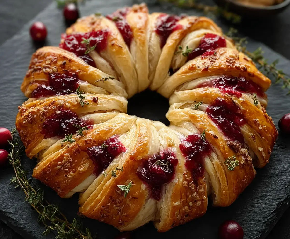 Festive turkey cranberry crescent ring appetizer perfect for holiday gatherings.