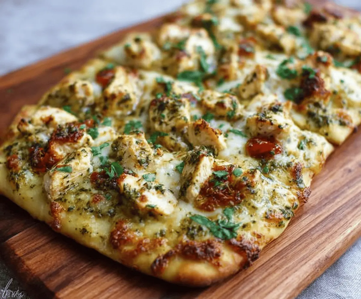 Easy Pesto Chicken Flatbread Recipe