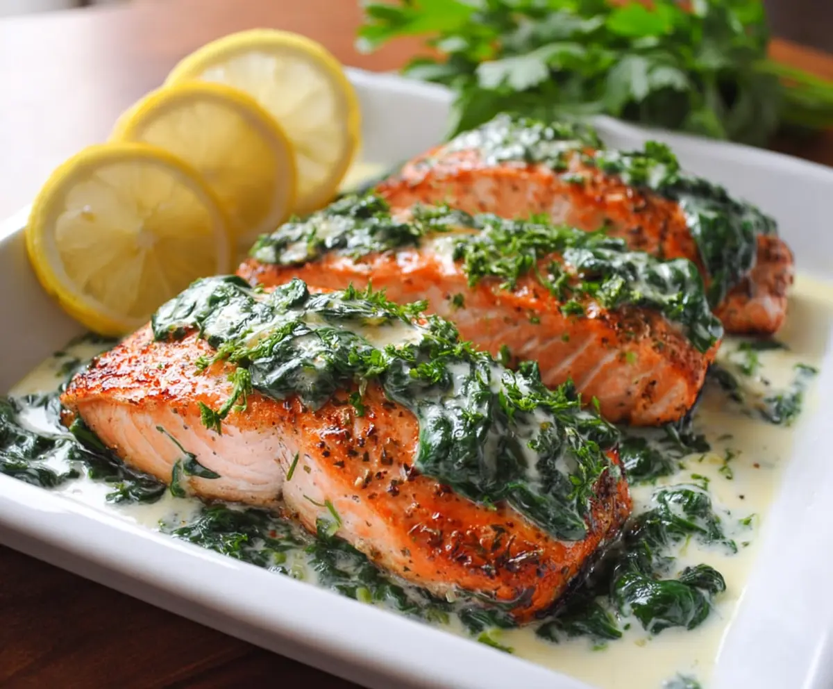 Easy Baked Salmon with Spinach