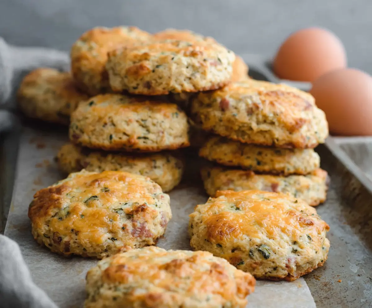 Delicious homemade breakfast protein biscuits with 14g of protein, perfect for a quick, freezer-friendly meal.