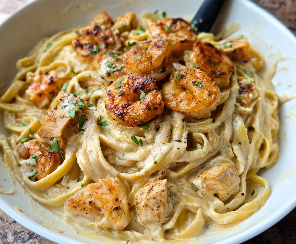 Easy Cajun Chicken Shrimp Alfredo
