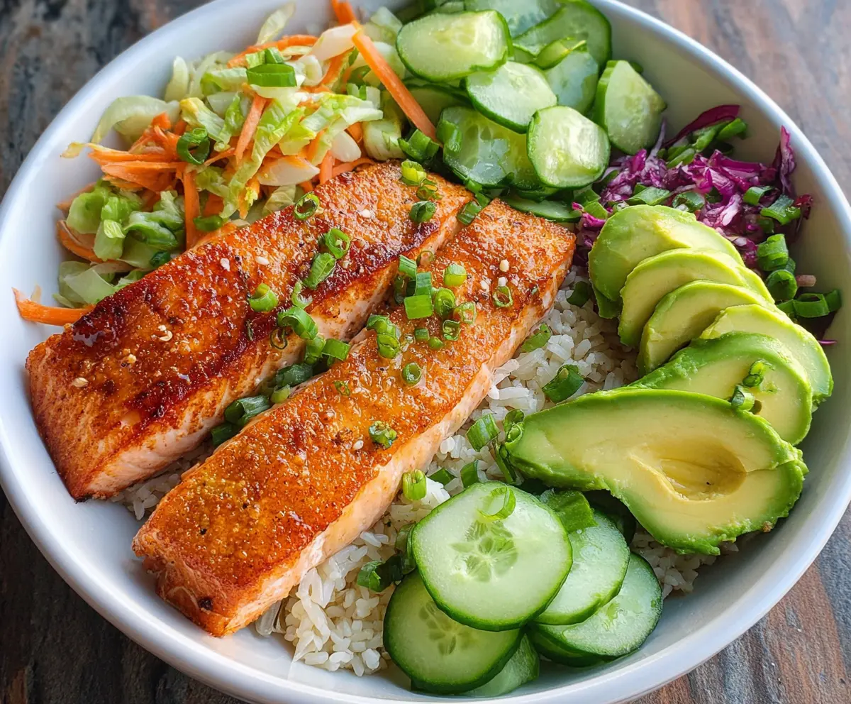 Easy Crispy Salmon Rice Bowl
