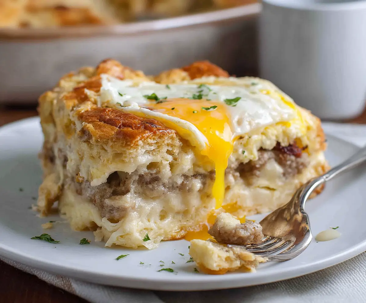 Easy Biscuits & Gravy Breakfast Casserole