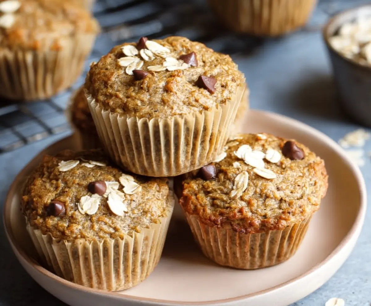 Healthy Banana Oatmeal Muffins No Blender