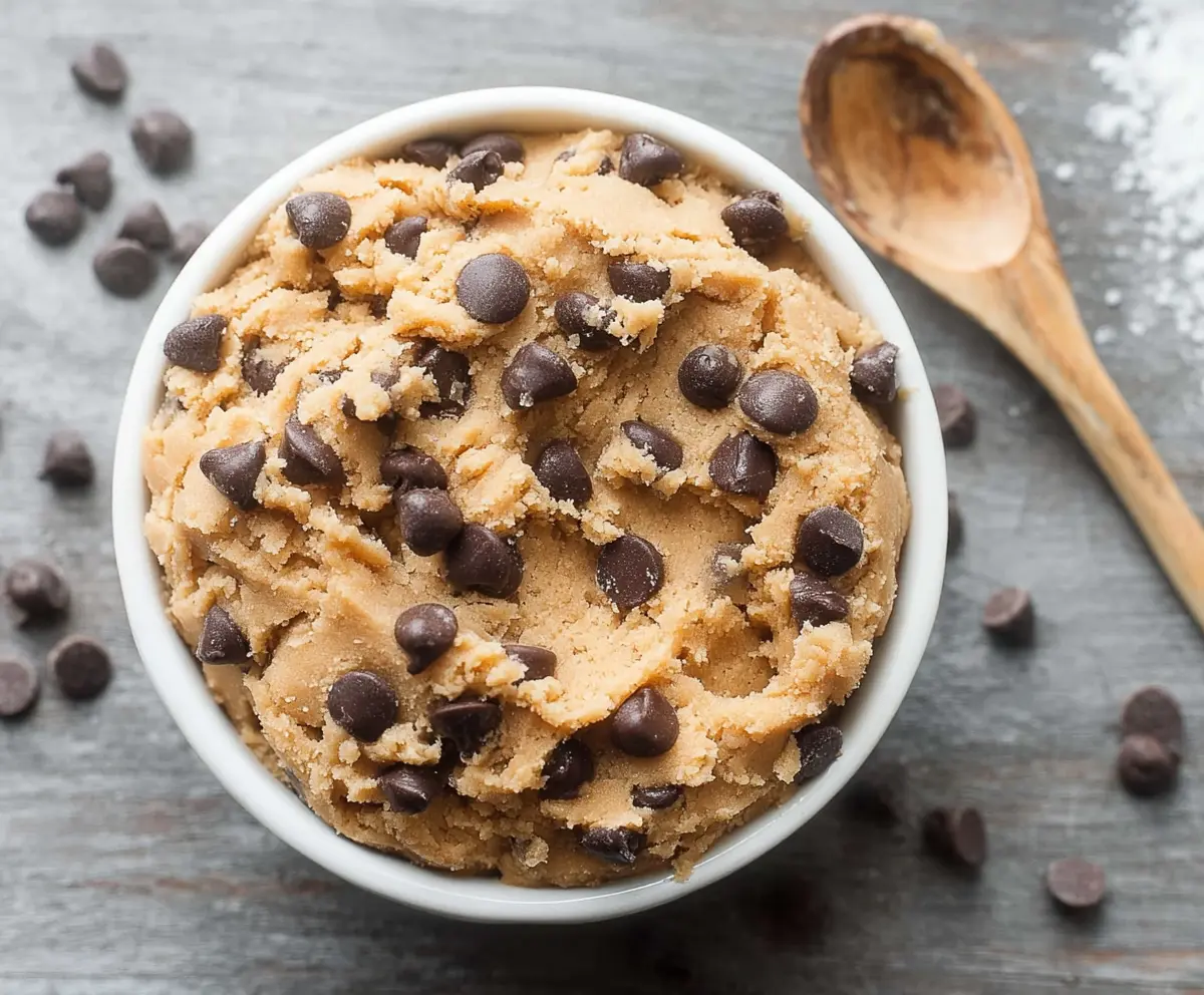 Healthy cookie dough made with natural ingredients, perfect for a nutritious treat.