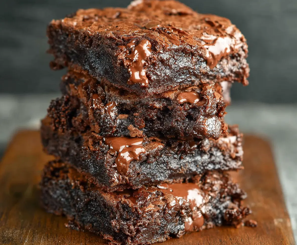 Delicious low calorie Greek yogurt brownies on a plate, showcasing their rich texture and healthy ingredients.