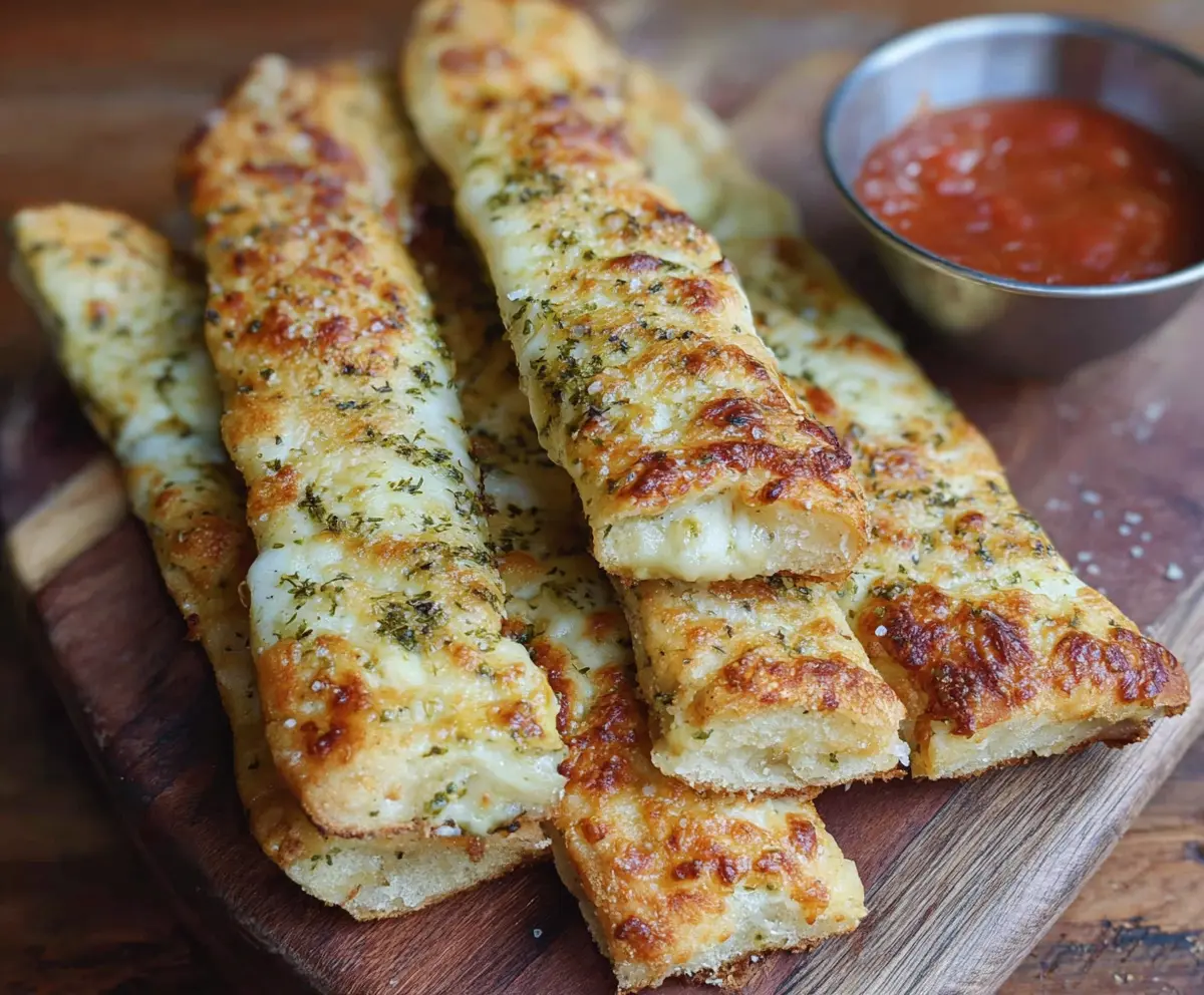 Crispy Cheesy Sourdough Breadsticks