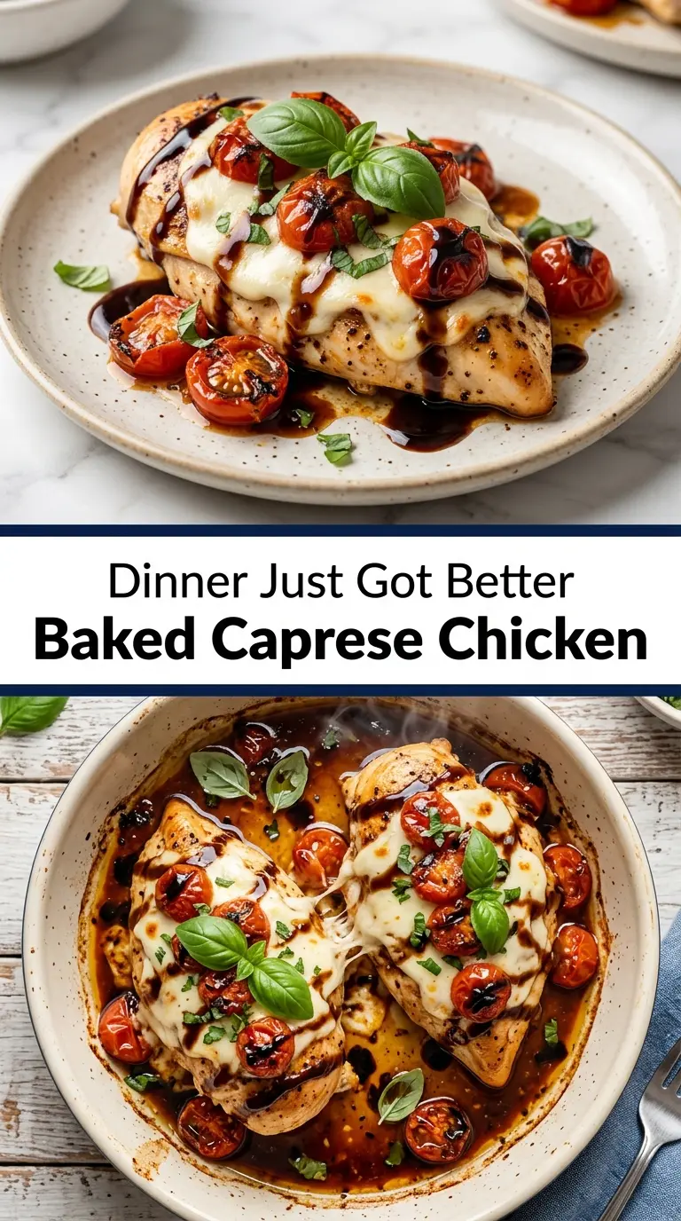 Baked Caprese Chicken juicy cheesy balsamic