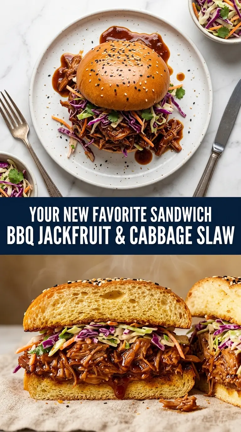 Barbecue Jackfruit Sandwiches with Cabbage Slaw smoky crunchy saucy