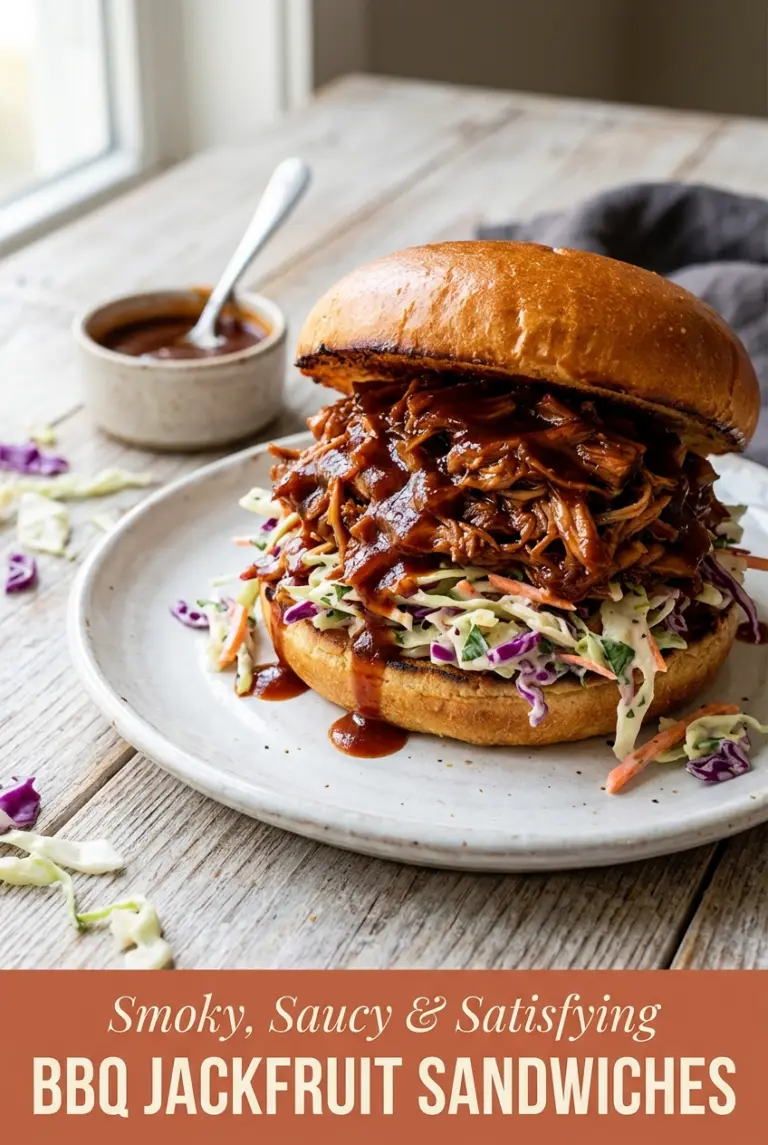 Barbecue Jackfruit Sandwiches with Cabbage Slaw