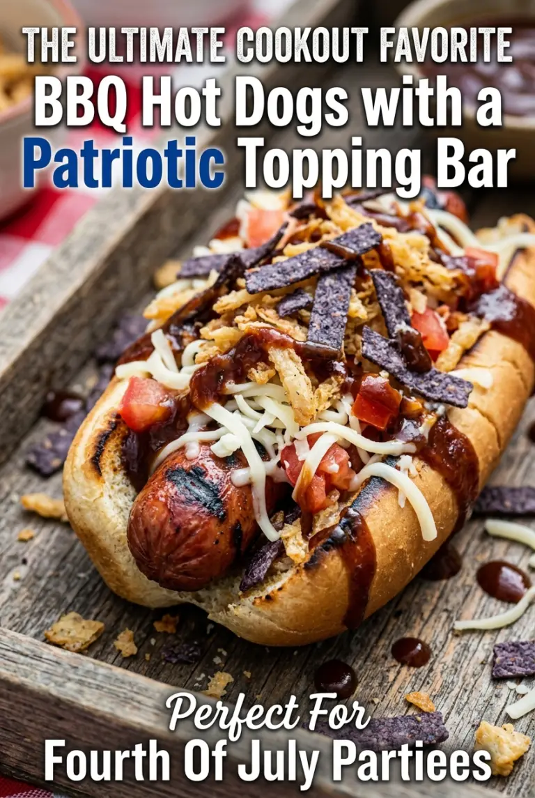 BBQ Hot Dogs with a Patriotic Topping Bar