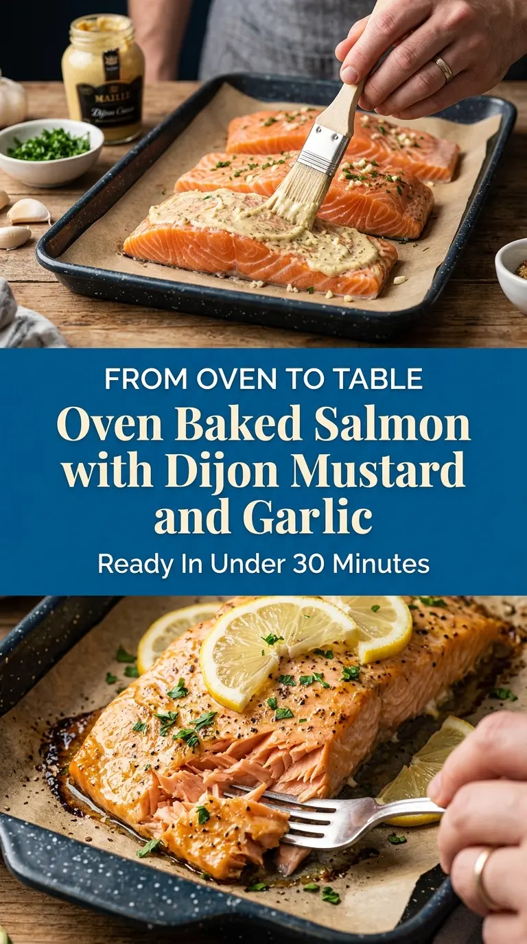 Oven baked salmon with Dijon mustard and garlic