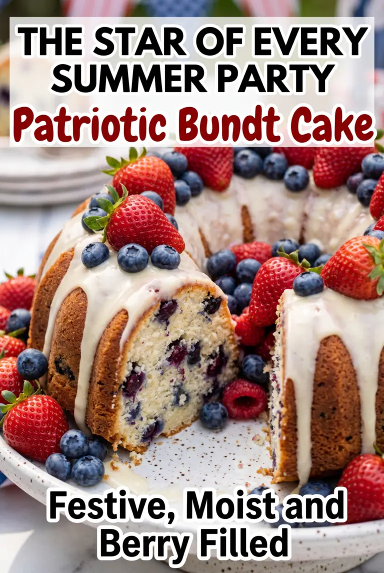 Patriotic Bundt Cake with Fresh Berries and Vanilla Glaze