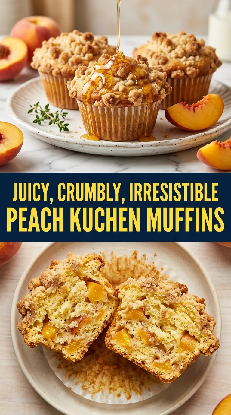 Peach Kuchen Muffins soft fruity golden