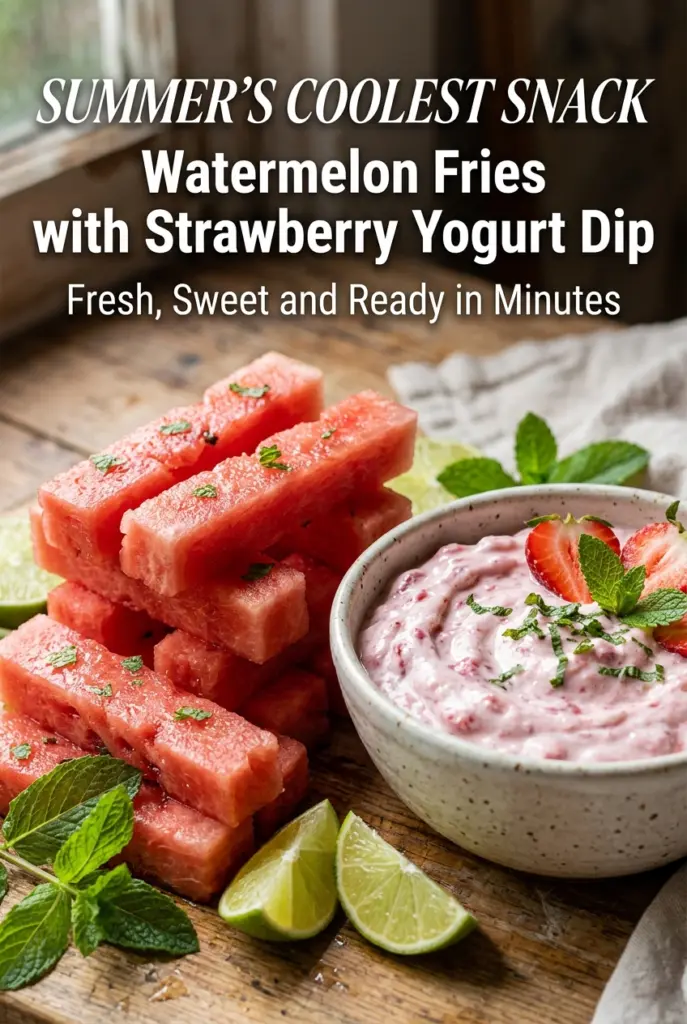 Watermelon Fries with Strawberry Yogurt Dip