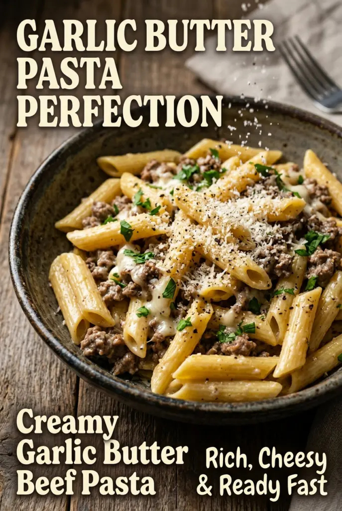 Creamy Garlic Butter Beef Pasta