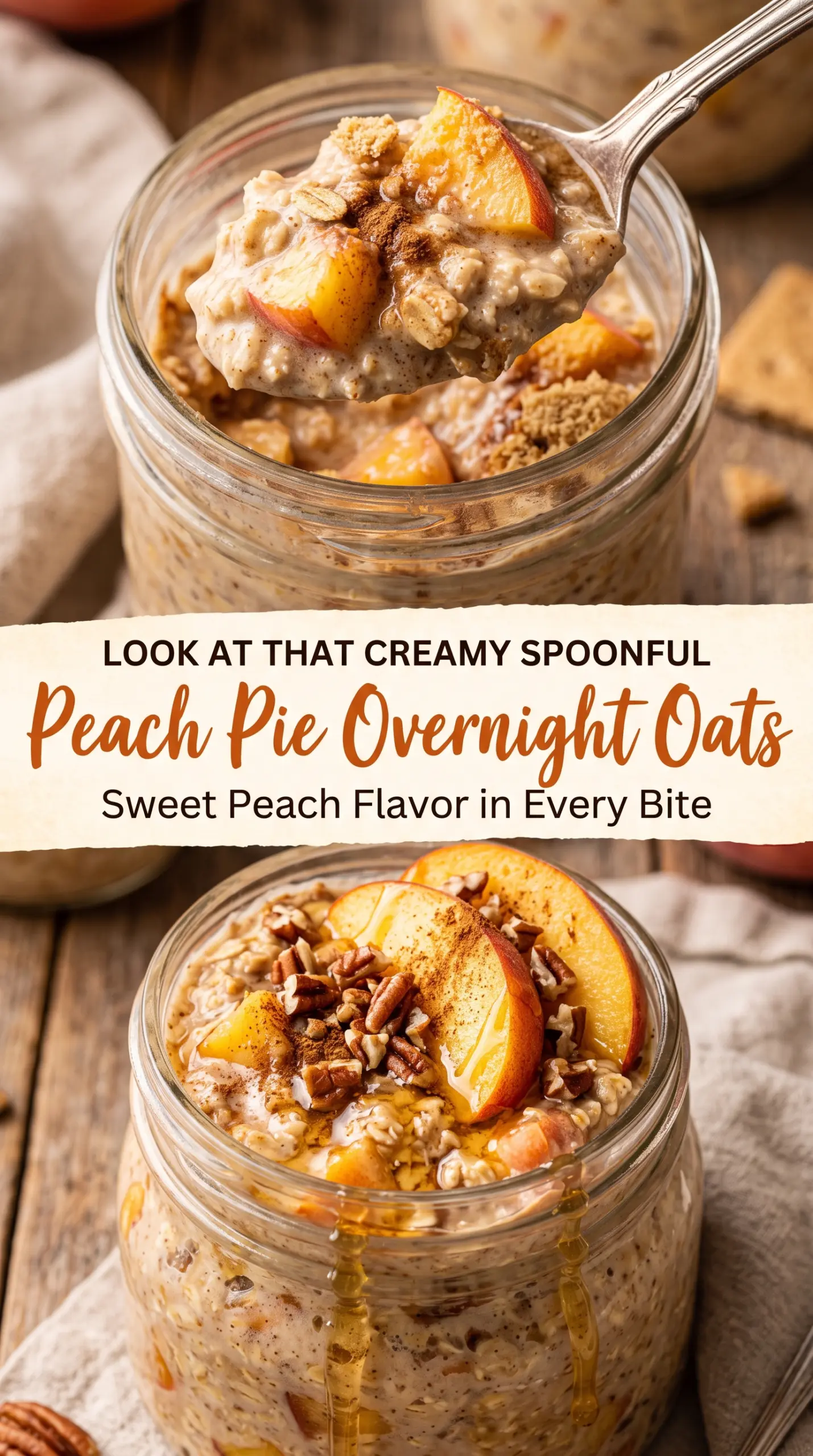 Peach Pie Overnight Oats creamy peach cinnamon