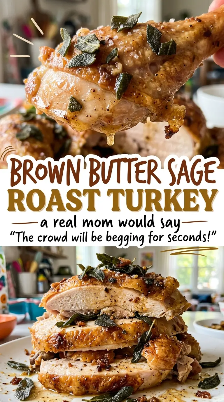 Brown Butter Sage Roast Turkey with golden crisp skin