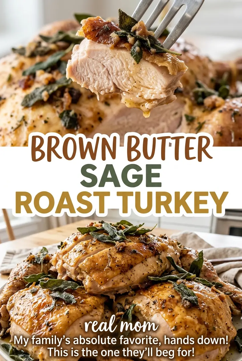 Brown Butter Sage Roast Turkey with golden crisp skin