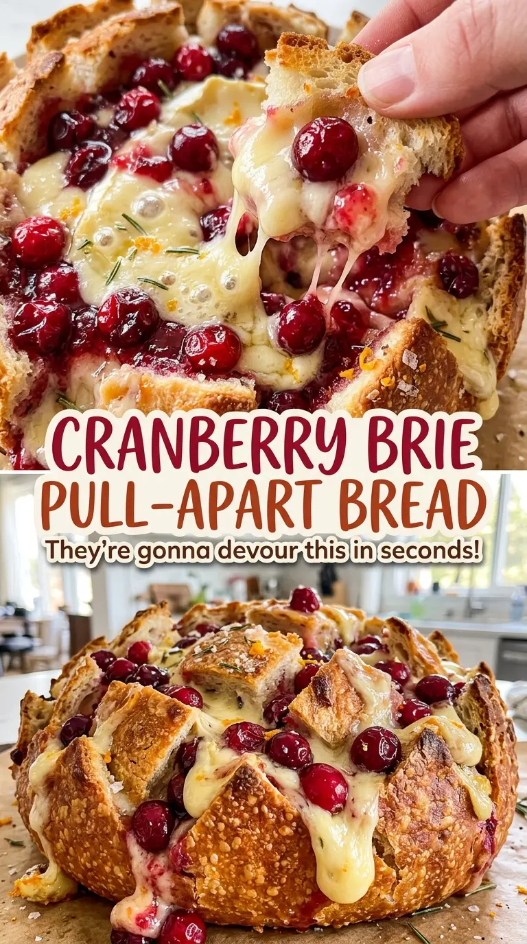 Cranberry Brie Pull-Apart Bread, cheesy and golden