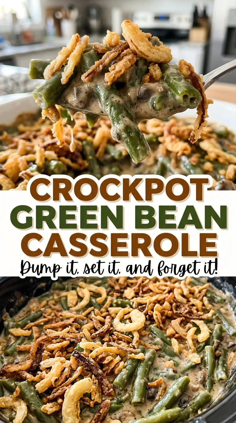 Crockpot Green Bean Casserole creamy tender beans
